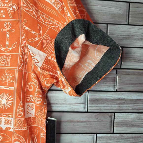 New Burnside Men's Size Medium Shirt Orange Button Short Sleeve Comfy Top - Picture 4 of 10